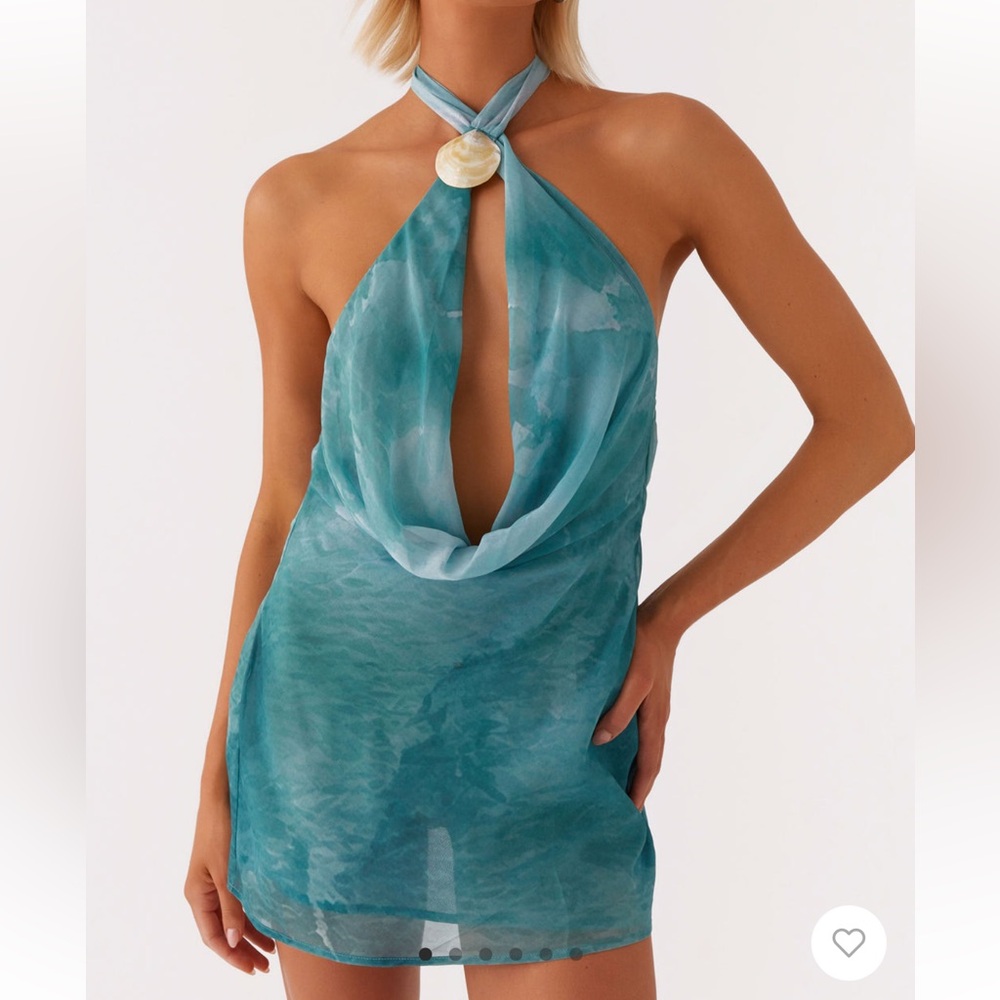 Peppermayo Teal Halter Mini Dress